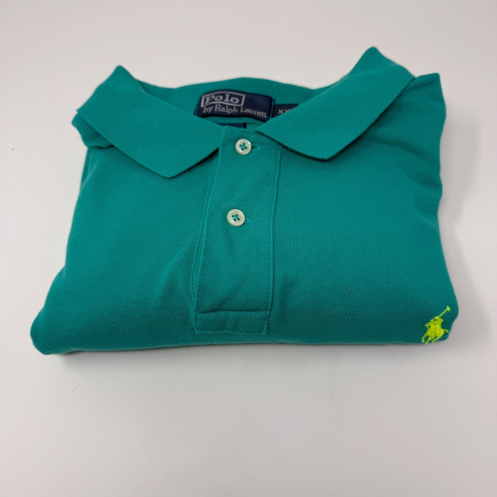 Polo‎ Ralph Lauren Mens XXL Green Short Sleeve Pique Polo Shirt Yellow Pony Logo - Picture 4 of 7